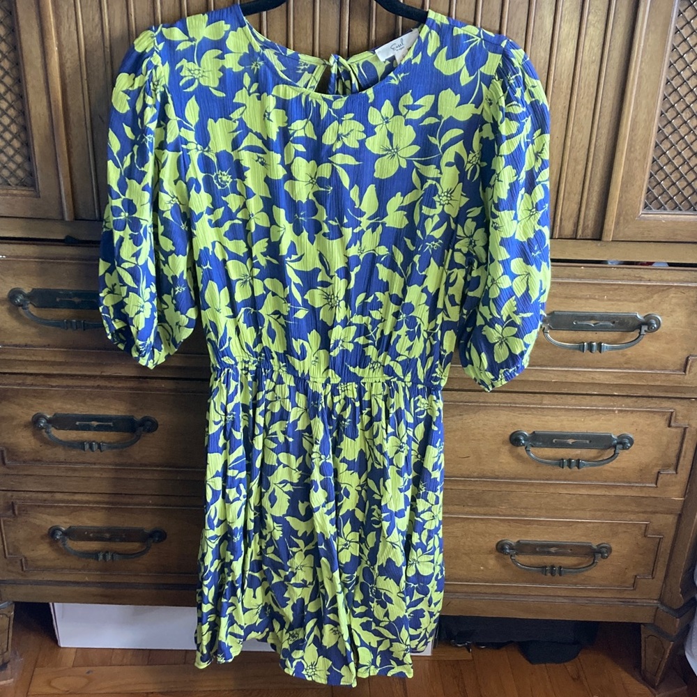 Easel Blue and Green Floral Dress